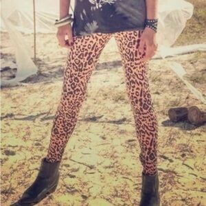 Spell cheetah leggings with zippers